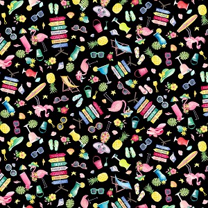Fun in the Sun 12600 12 Black Fun in the Sun Motifs Benartex Kanvas 