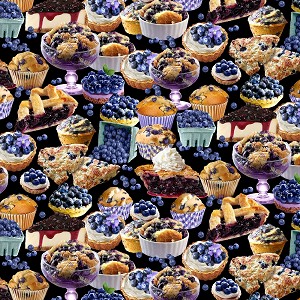 Blueberry Hill 12637 12 Black Blueberry Treats Benartex Kanvas 