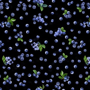 Blueberry Hill 12641 12 Black Sweet Blueberries Benartex Kanvas 