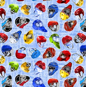 Hat Trick 12776 50 Light Blue Ice Hockey Words Benartex Kanvas 