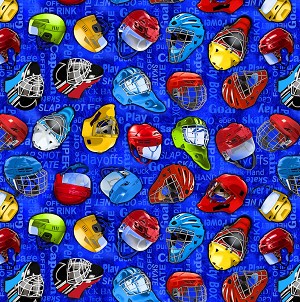 Hat Trick 12776 56 Dark Royal Ice Hockey Words Benartex Kanvas 
