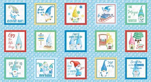 Gnome Wonderland 12816 53 Blue Winter Time Boxes Benartex Kanvas 