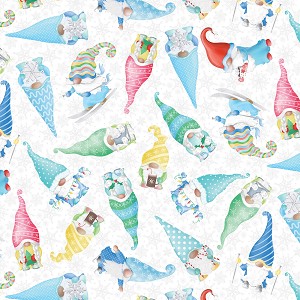 Gnome Wonderland12823 09 White Snowy Gnomes Benartex Kanvas 