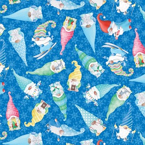 Gnome Wonderland 12823 55 Cobalt Blue Snowy Gnomes Benartex Kanvas 