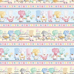 Gnomebody Bakes it Better 12827 99 Multi Gnome Baking Stripe Benartex Kanvas 