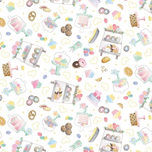 Gnomebody Bakes it Better 12833 09 White Pastry Treats Benartex Kanvas 