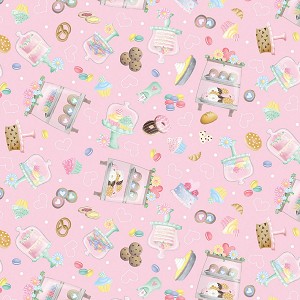 Gnomebody Bakes it Better 12833 21 Pink Pastry Treats Benartex Kanvas 