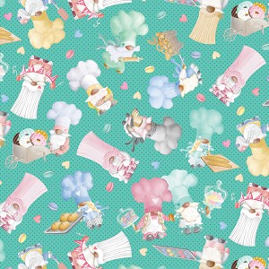 Gnomebody Bakes it Better 12834 45 Jade Sweet Gnomes Benartex Kanvas 