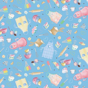 Gnomebody Bakes it Better 12835 53 Blue Time to Bake Benartex Kanvas 