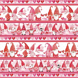 Be My Gnomie 14082 21 Pink Red Gnome Stripe Benartex 