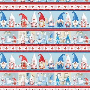 Caring Gnomes 14110 99 Border Stripe Benartex 