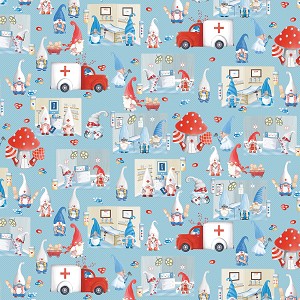 Caring Gnomes 14113 50 Scenes Sky Blue Benartex 