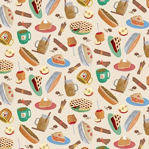 Falling for Gnomes 14233 07 Cream Warm Cozy Treats Benartex 