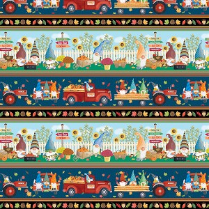 Falling for Gnomes 14238 99 Multi Happy Gnomes Fall Stripe Benartex 