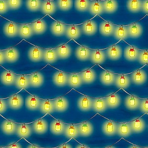 Hangin With My Gnomies 1441G 77 Dark Blue String Lanterns GITD Blank Quilting 