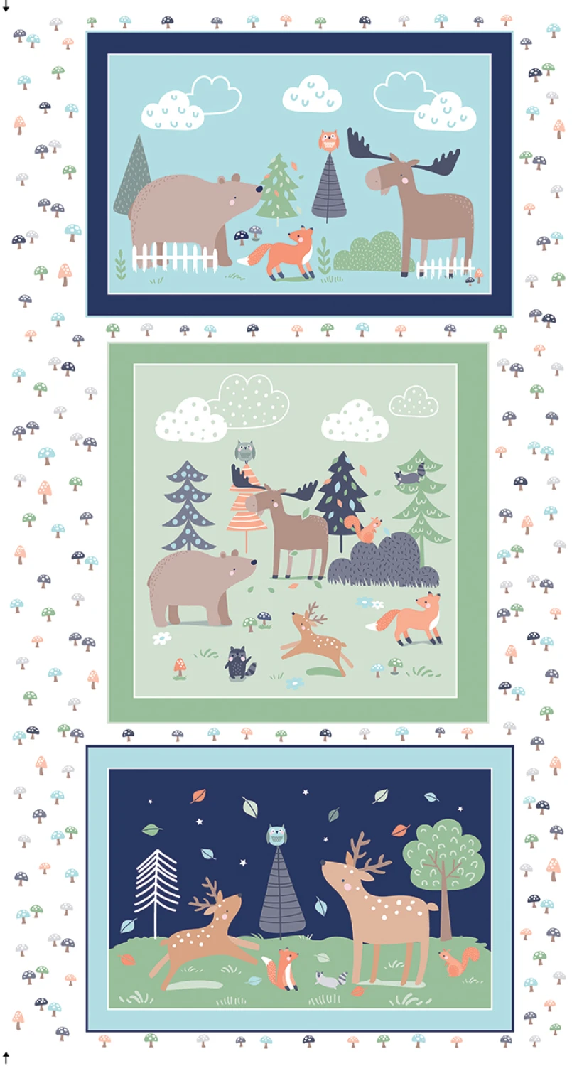 Cozy Forest Flannel 14710F 09 White Panel Benartex 