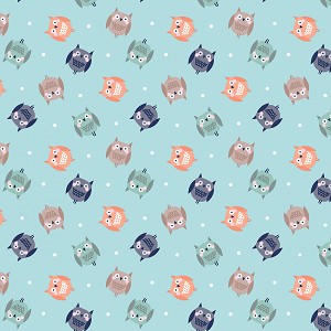 Cozy Forest Flannel 14713F 54 Sky Owls Benartex 