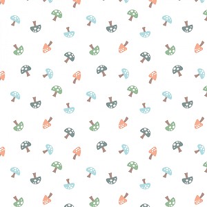 Cozy Forest Flannel 14714F 09 White Forest Mushrooms Benartex 