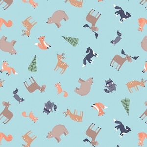 Cozy Forest Flannel 14715F 54 Sky Animals Benartex 