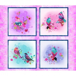 Multi Bright Birds 14987 Multi Digital Panel, 3 Wishes Fabric 