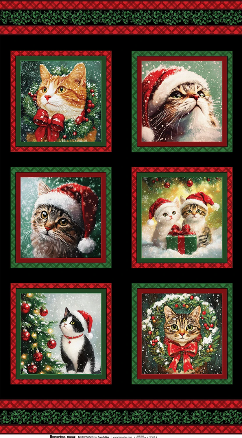 Merry Cats 16772 12 Black 24 Inch Panel Benartex 