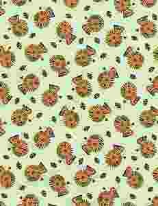 Timeless Treasures Flannel CF3347 Green Tossed Lions 