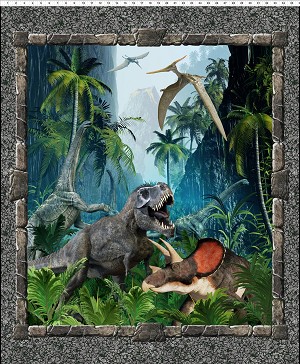 Jurassic Dinosaur Digital  Panel 1JUR 1 In the Beginning 