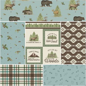 Lets Get Lost in the Woods Vintage Blue Collection 1 Yard Bundle Riley Blake 