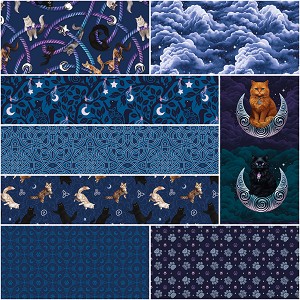 Celtic Cats Navy 8 x 1 Yard Bundle Riley Blake 