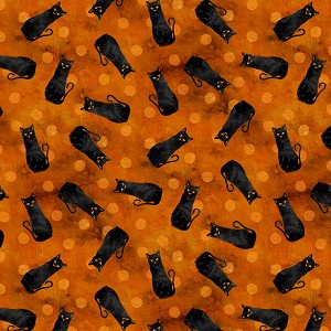 Frightful Night 20506 898 Cats Allover Orange Wilmington Prints 