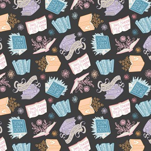 Literary Collection 21190523 4 Books are Magic Charcoal Camelot Fabrics 