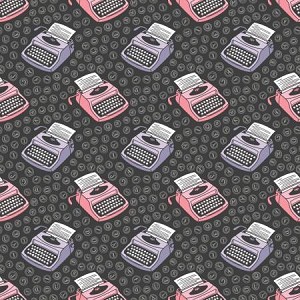 Literary Collection 21190526 4 Charcoal Typewriters Camelot Fabrics 