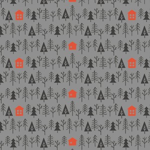 Reindeer Lodge 21191707 2 Charcoal Cabin in the Woods Camelot Fabrics 