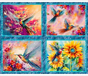 Hummingbird Bouquet 22962 36 inch Digital Panel 3 Wishes 