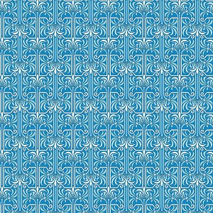 Veranda 2458 50 Art Deco Medium Blue Benartex 