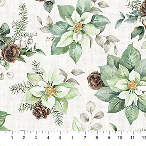 White Linen Christmas 25428 10 Off White Poinsettia Northcott 