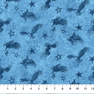 Stars and Stripes 13 27886 44 Med Blue Tonal Eagles Northcott 