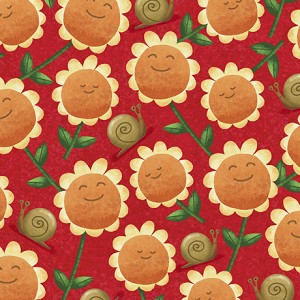 Home Sweet Gnome 28243 R Red Sunflowers Quilting Treasures 