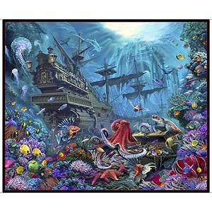 Minky Treasures at Sea Sunken Ship Panel 29919 Quilting Treasures 