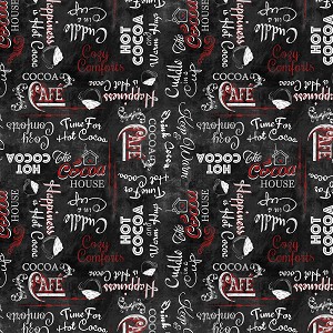 Time for Hot Cocoa 30526 913 Black Words Wilmington Prints 