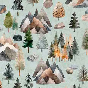 Bigfoot MINKEE 30994 H Light Blue Trees Quilting Treasures 