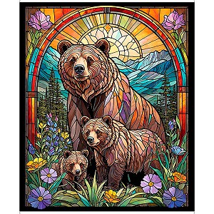 Sunlit Bears Stained Glass 36 Inch Panel 31561 X Quilting Treasures 