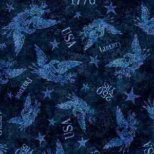 America 1776 31664 B Tonal American Eagle Blue Quilting Treasures 