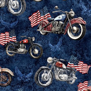 Stars Stripes and Steel 31697 N Motorcycles American Quilting Treasures 