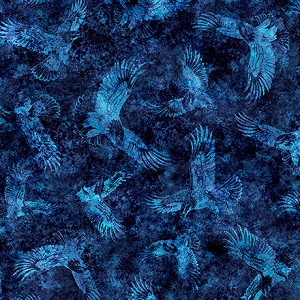 Stars Stripes and Steel 31699 N American Eagle Tonal Navy Quilting Treasures 