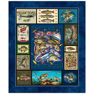 The Lure of Fishing 32122 X Digital Panel Quilting Treasures 