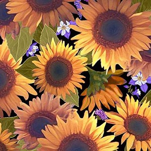 Mountains are Calling 32188 J Black Sunflowers Quilting Treasures 