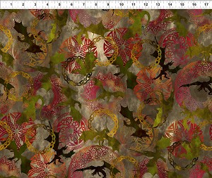 Dragons 4DRG 3 Flying Dragons Beige In the Beginning.  42"/44" wide 100% cotton quilt shop quality quilting fabric. 