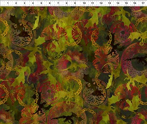 Dragons 4DRG 4 Flying Dragons Green In the Beginning.  42"/44" wide 100% cotton quilt shop quality quilting fabric. 