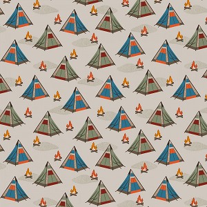 Bear Camp 51560 1 Tan Tents Windham Fabrics 